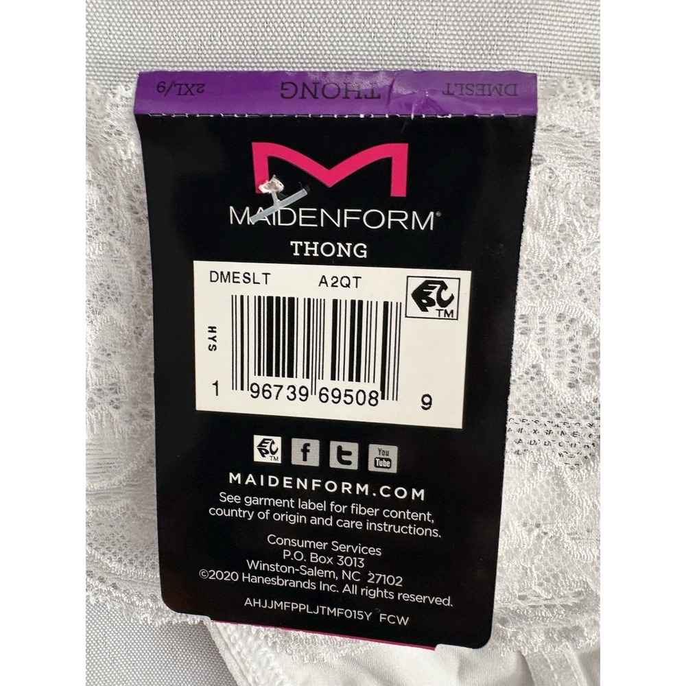 NEW Maidenform Luxurious Lace Thong 2xlarge White DMESLT 2 Pair Maidenform Thong - Picture 6 of 6